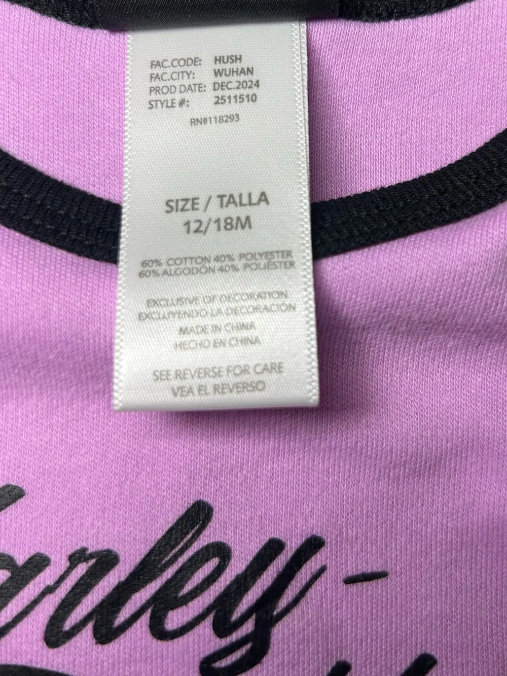 Harley-Davidson Purple Baby One-Piece with Black Trim and Roses Logo NWT